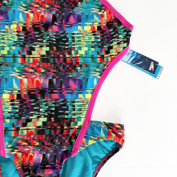 [Speedo] Endurance Lite Abstract Pixel Turnz Vee 2 One-Piece Swimsuit NWT Sz 38 - Picture 4 of 12